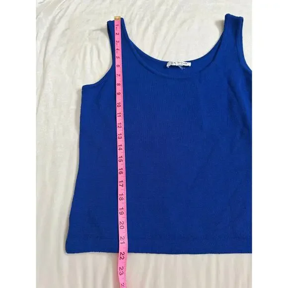 St. John M/L Royal Blue Sleeveless Knit Sweater Shell Tank Top Scoop Neck - Picture 5 of 12
